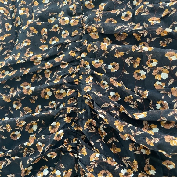 Storia med black and brown floral runched dress - Picture 5 of 7